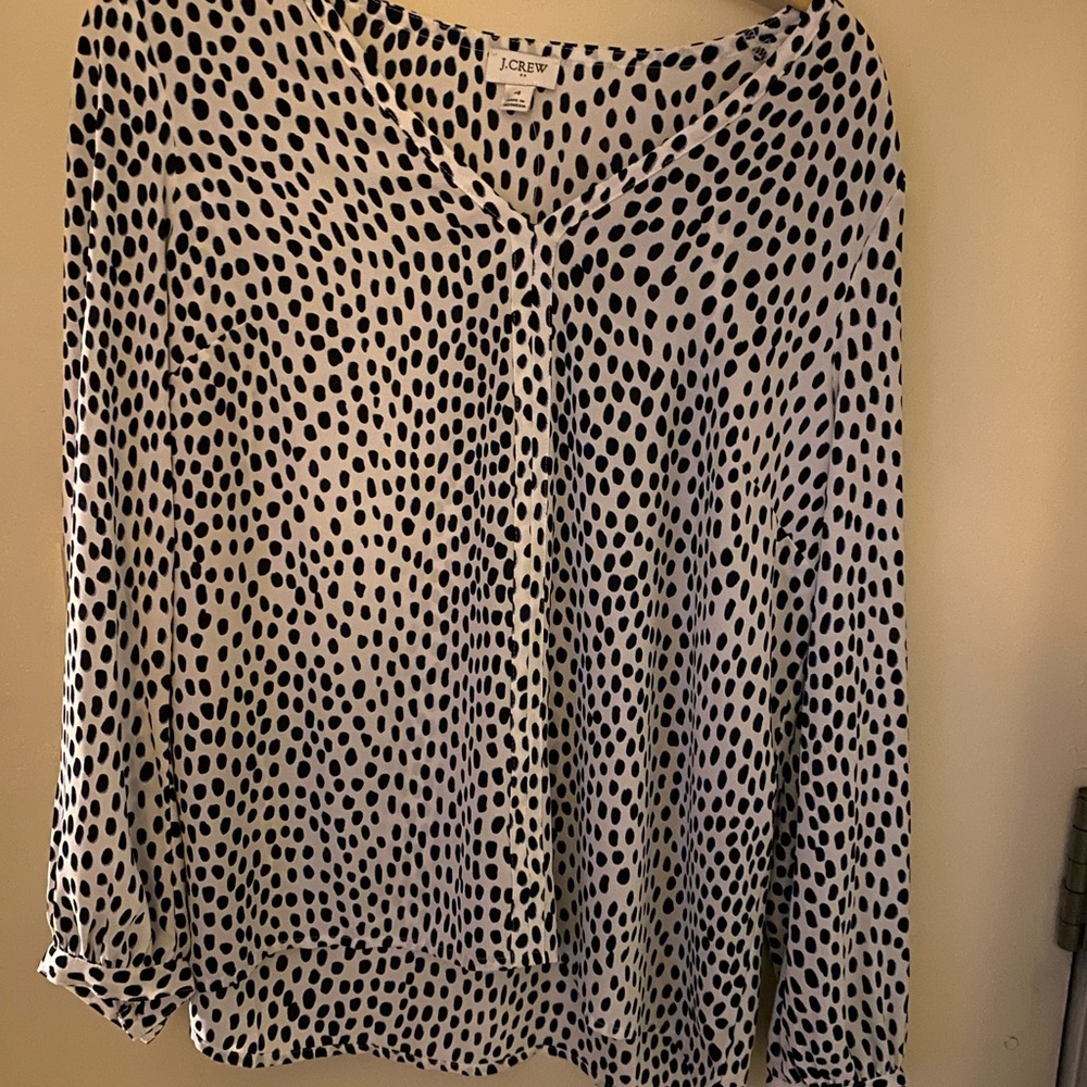 J.Crew Black and White Polka Dot Blouse